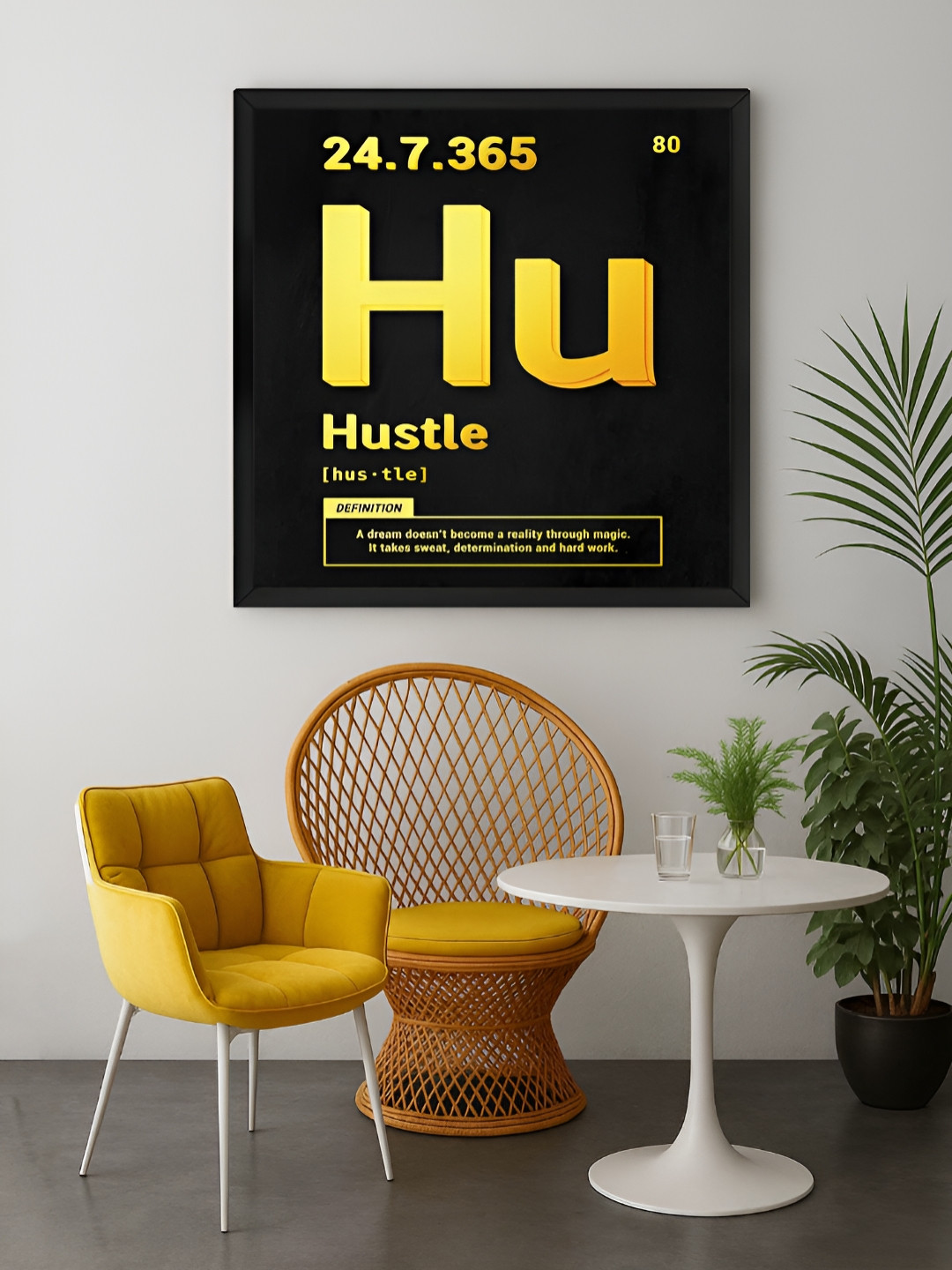999Store Black & Yellow 1 Piece Hustle Typography Canvas Wall Art