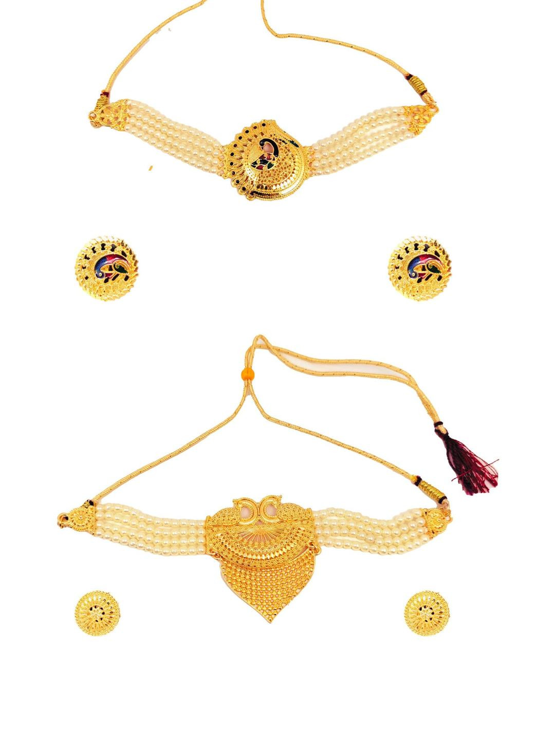 Combo Pearl choker necklace earrings jewellery set