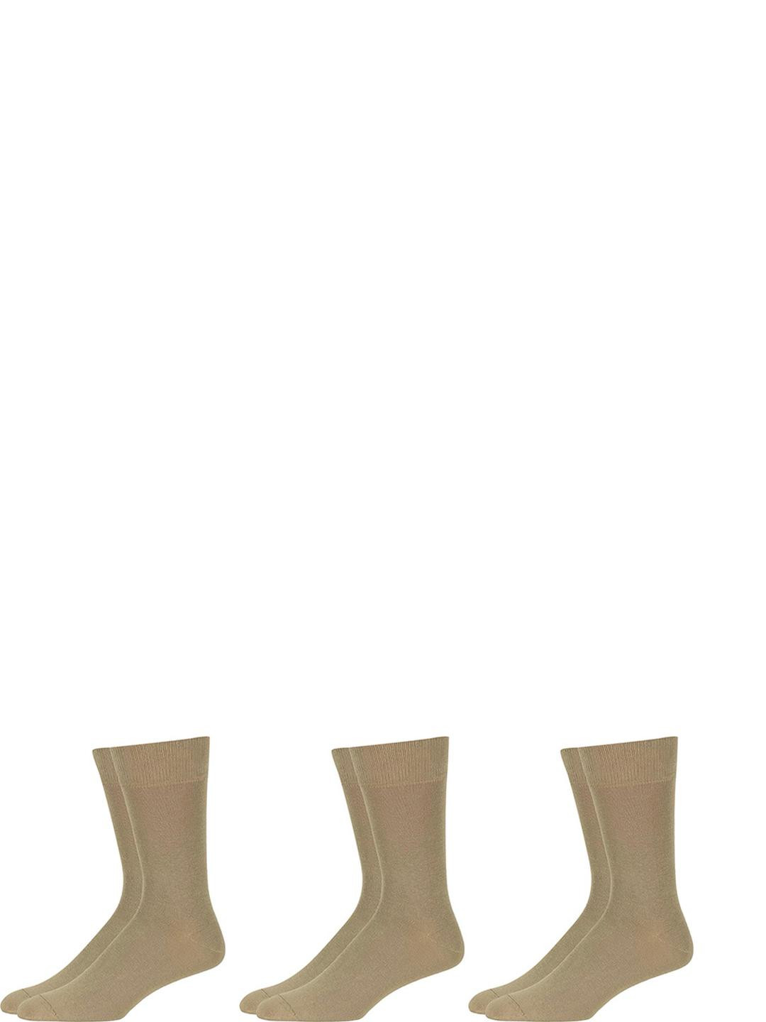 MUKHAKSH Kids 3 Pairs Beige Calf Length Socks