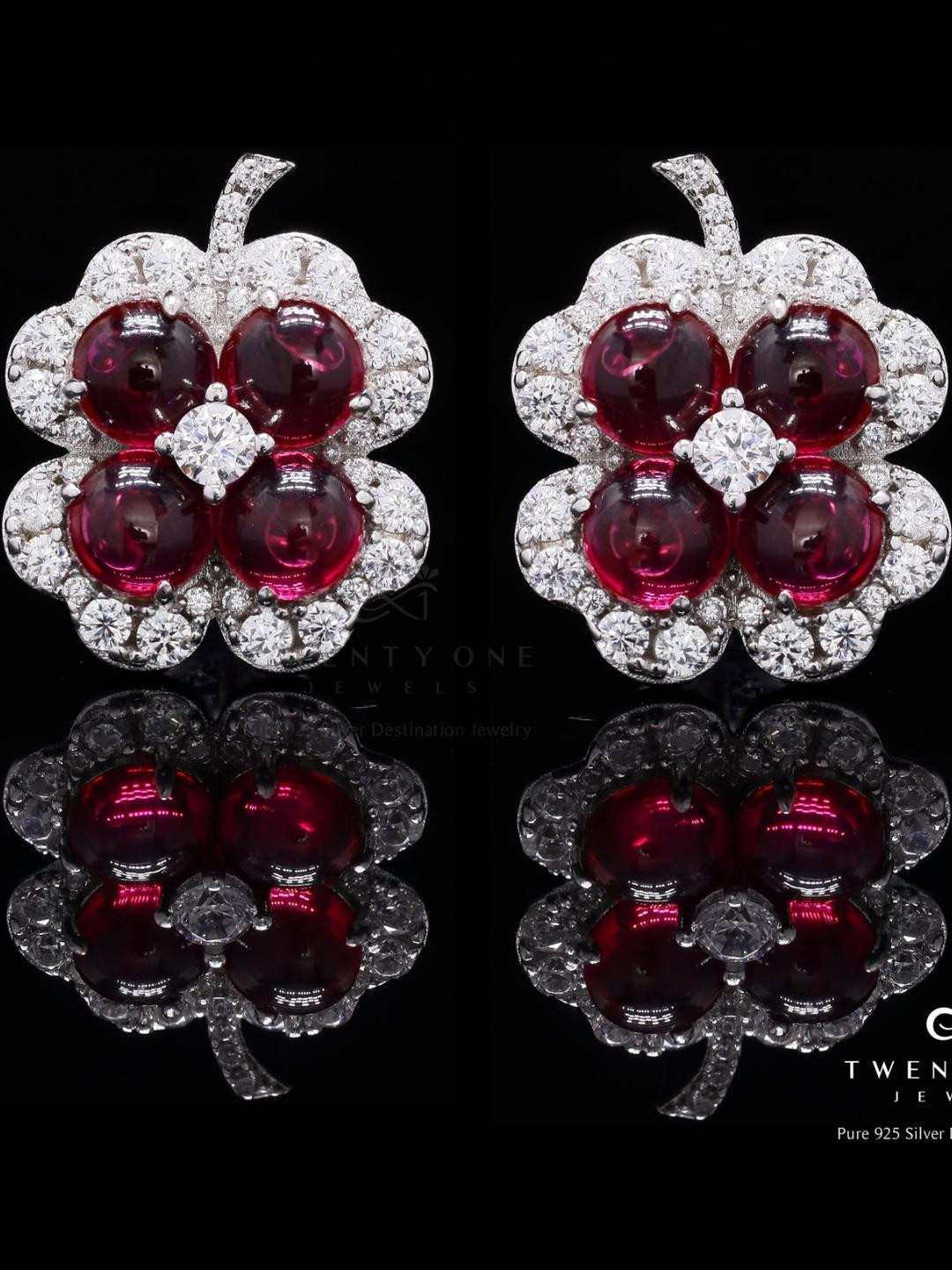 Premium Ruby Delfina Studs on Pure 925 Silver