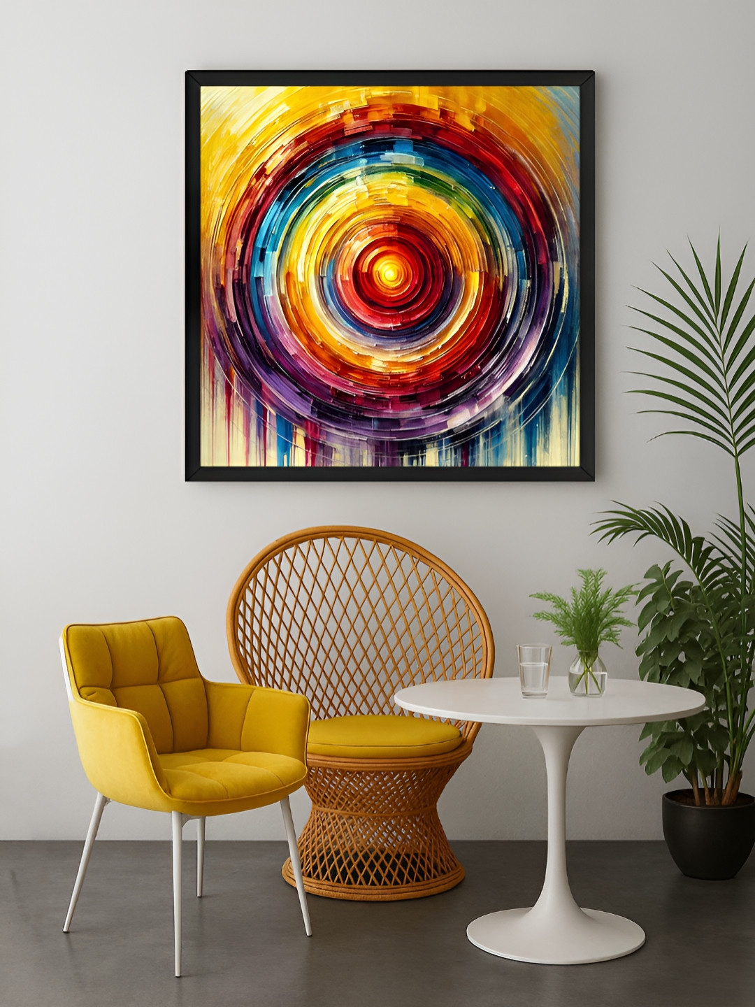 999Store Yellow & Orange Colored Radiant Printed Canvas Wall Art