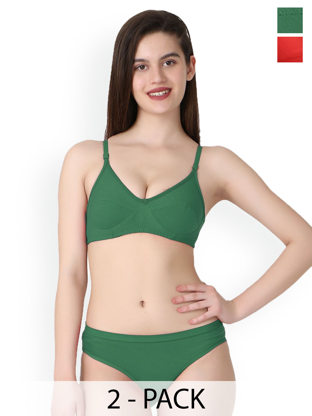 Samvar Pack Of 2 Non-Padded Lingerie Set A-Ruchi-Sett_R,G