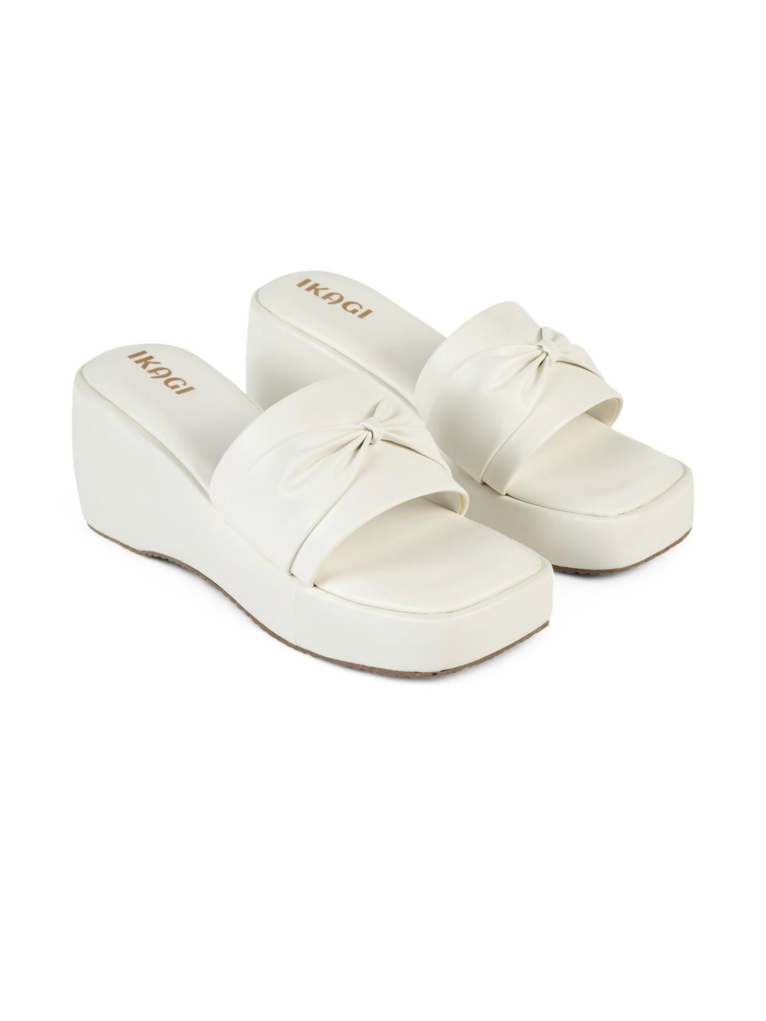 IKAGI Bows Detail Platform Heels