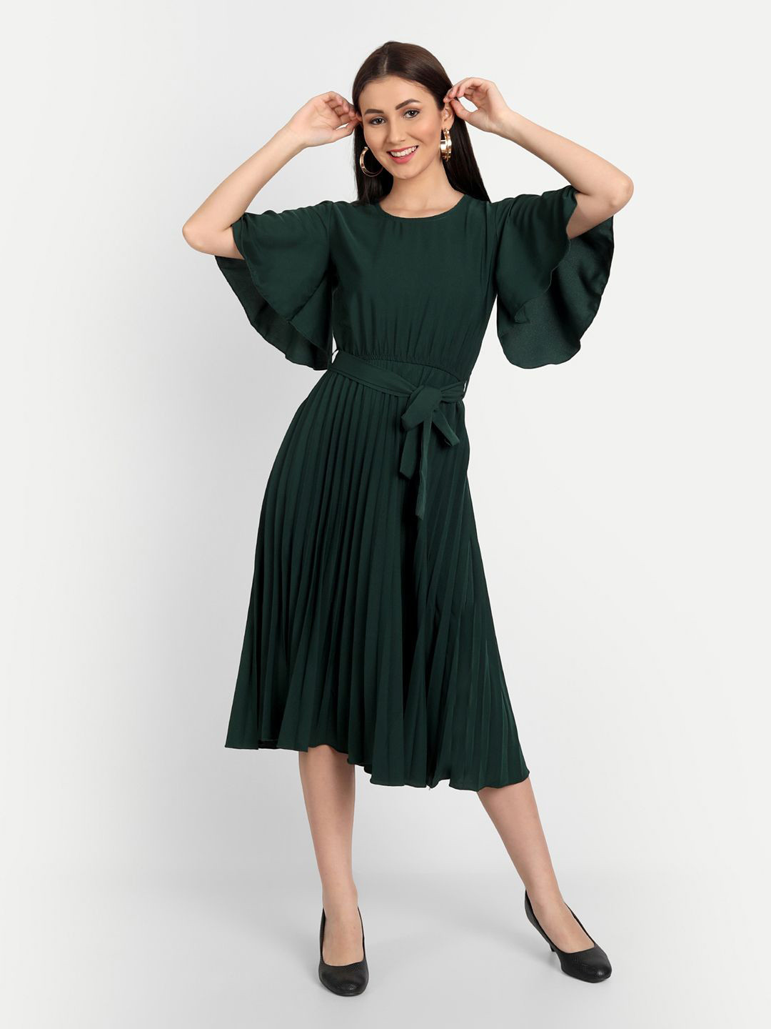 PTVIZE Women Flared Sleeves Fit and Flare Dress