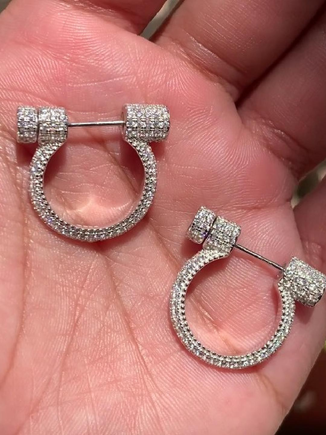 American Diamond studded Arielle Hoops on Pure 925 Silver