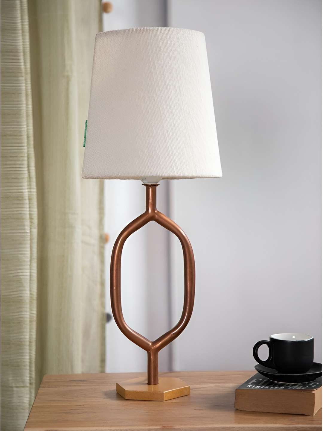 FREEDOM TREE Rose Gold & White Frustum Shaped Metal Table Lamp