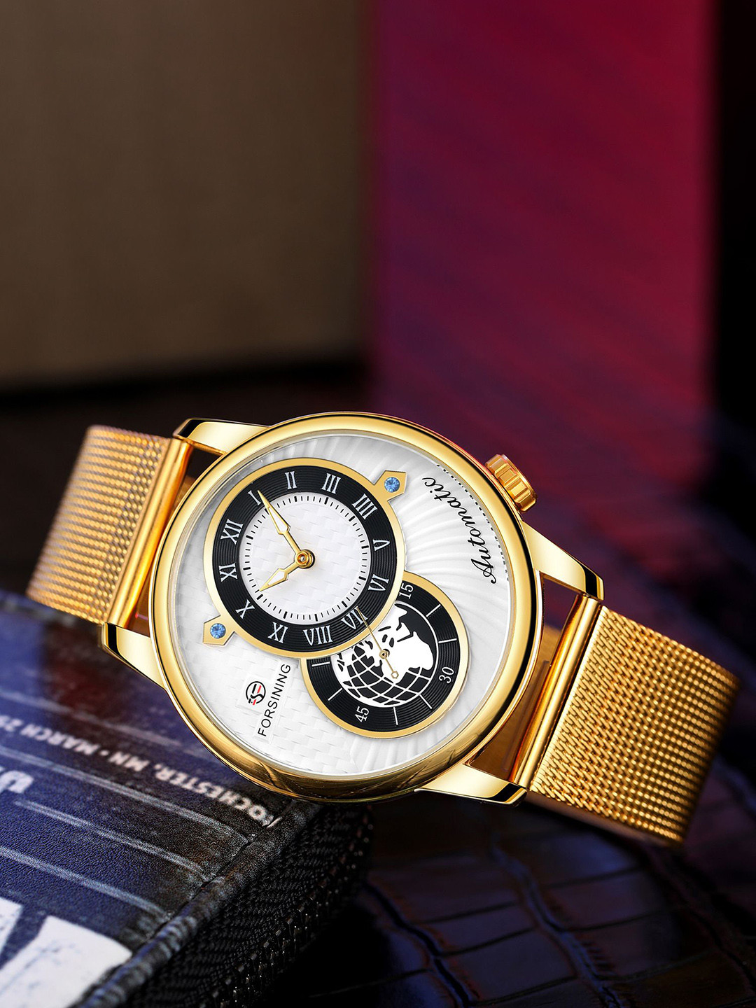 FORSINING Men Mechanical Hand Wind Skeleton Antique Steampunk Leather Wristwatch