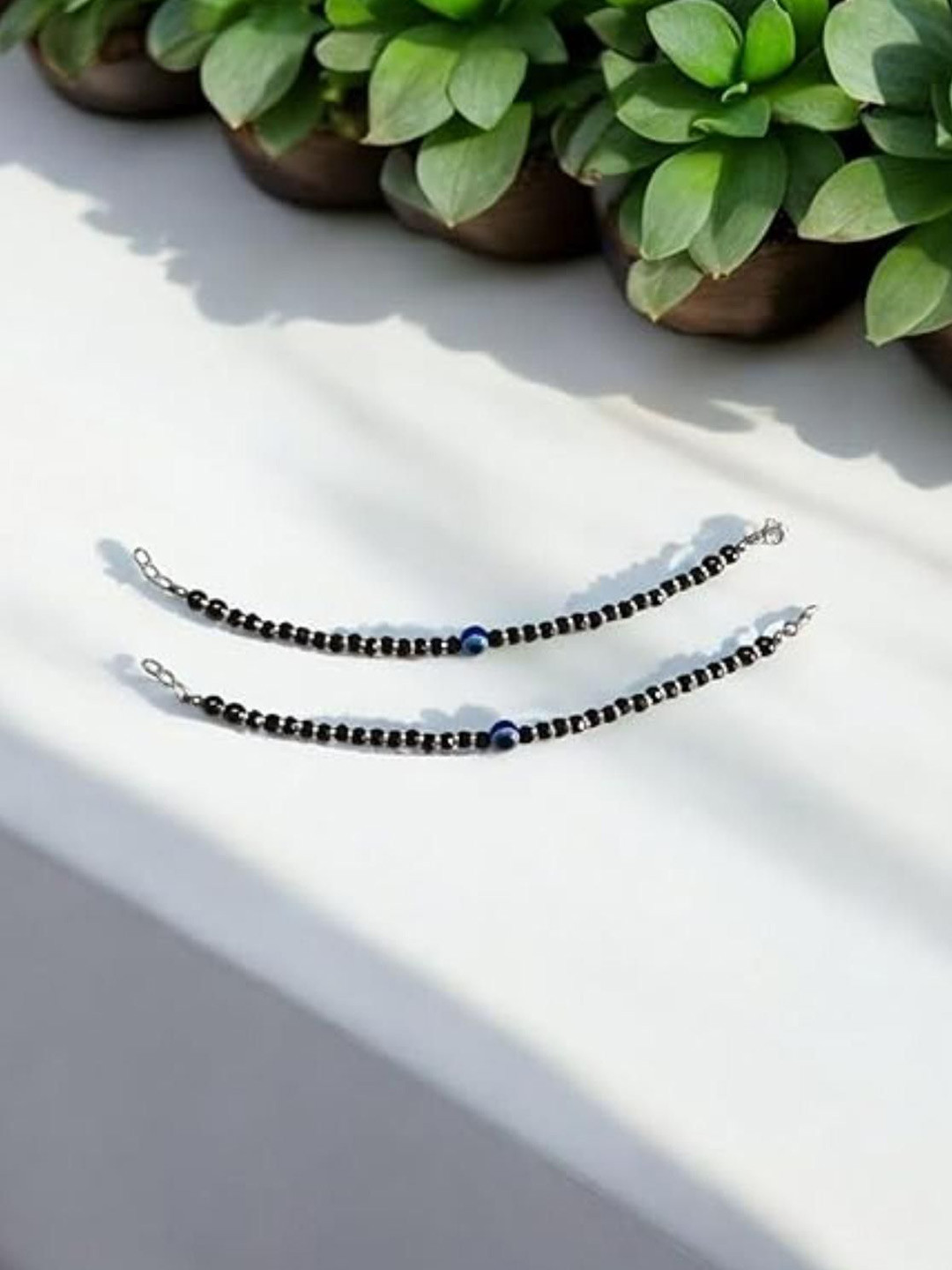 DN ENTERPRISES Kids Set Of 2 Crystals Studded And Beaded Nazariya Wraparound Bracelet