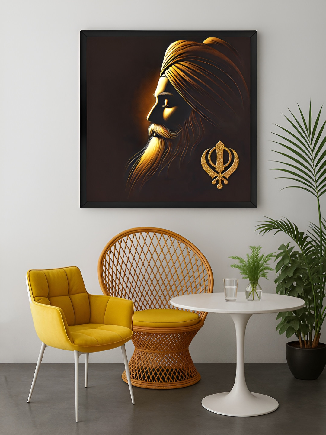 999Store Brown & Gold-toned 1 Piece Sikh Guru Canvas Wall Art