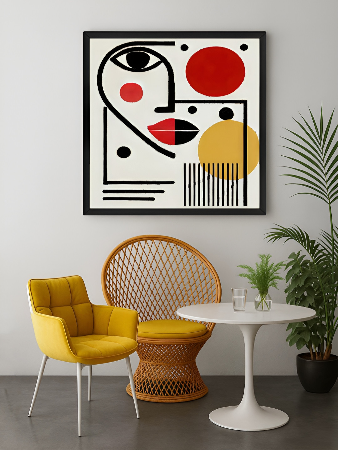 999Store Off White & Red Geometric Face Printed Canvas Wall Art