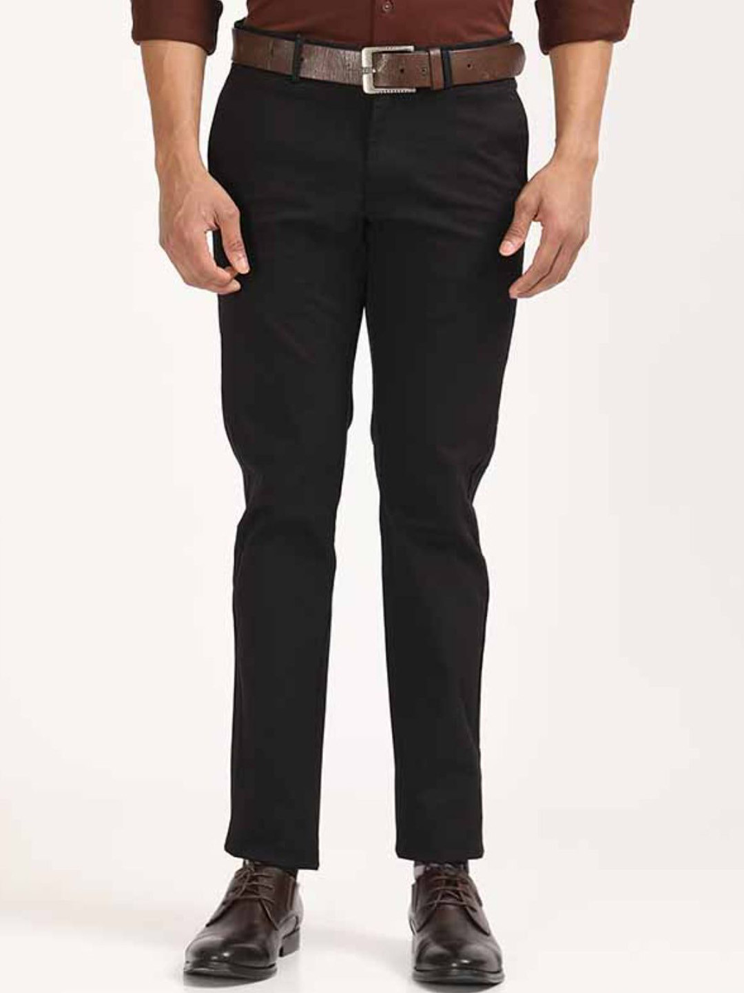 Indian Terrain Men Brooklyn Slim Fit Mid-Rise Flat-Front Regular Trousers