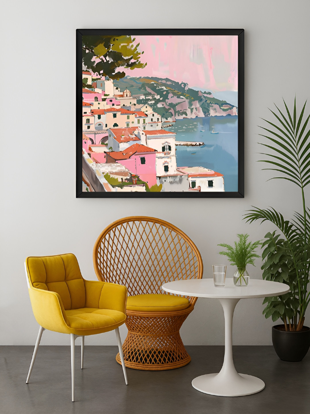 999Store Pink & Green Mediterranean Coastal Canvas Wall Art
