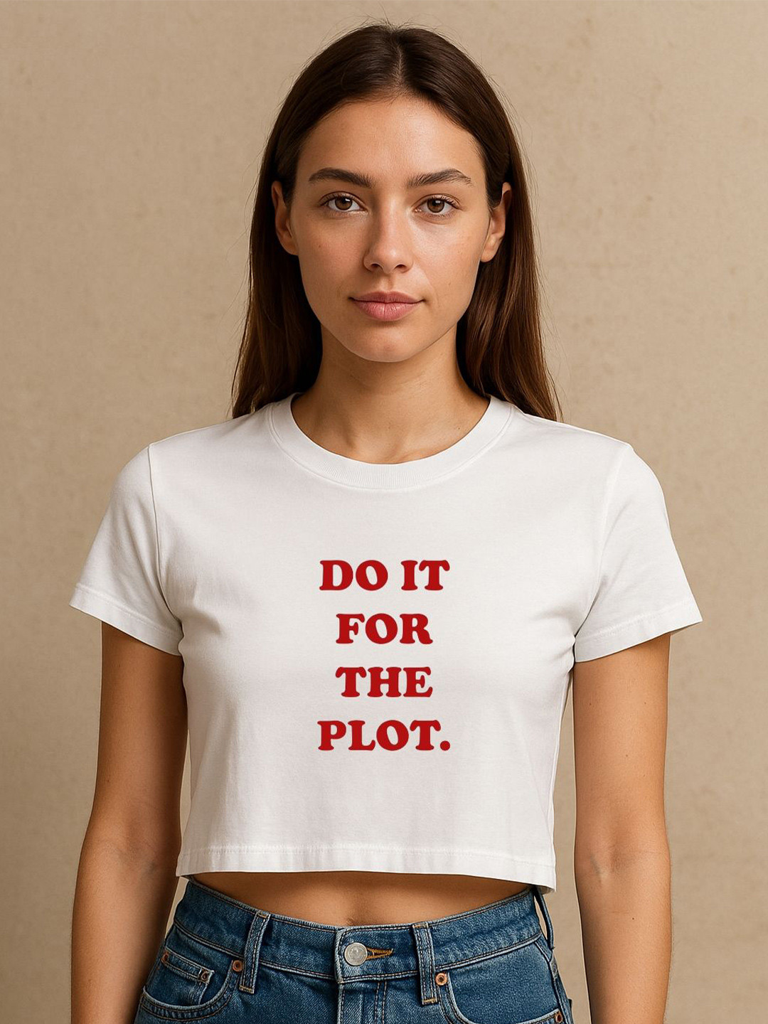 Art By Ritik Women Do It for the Plot Crop Printed T-shirt