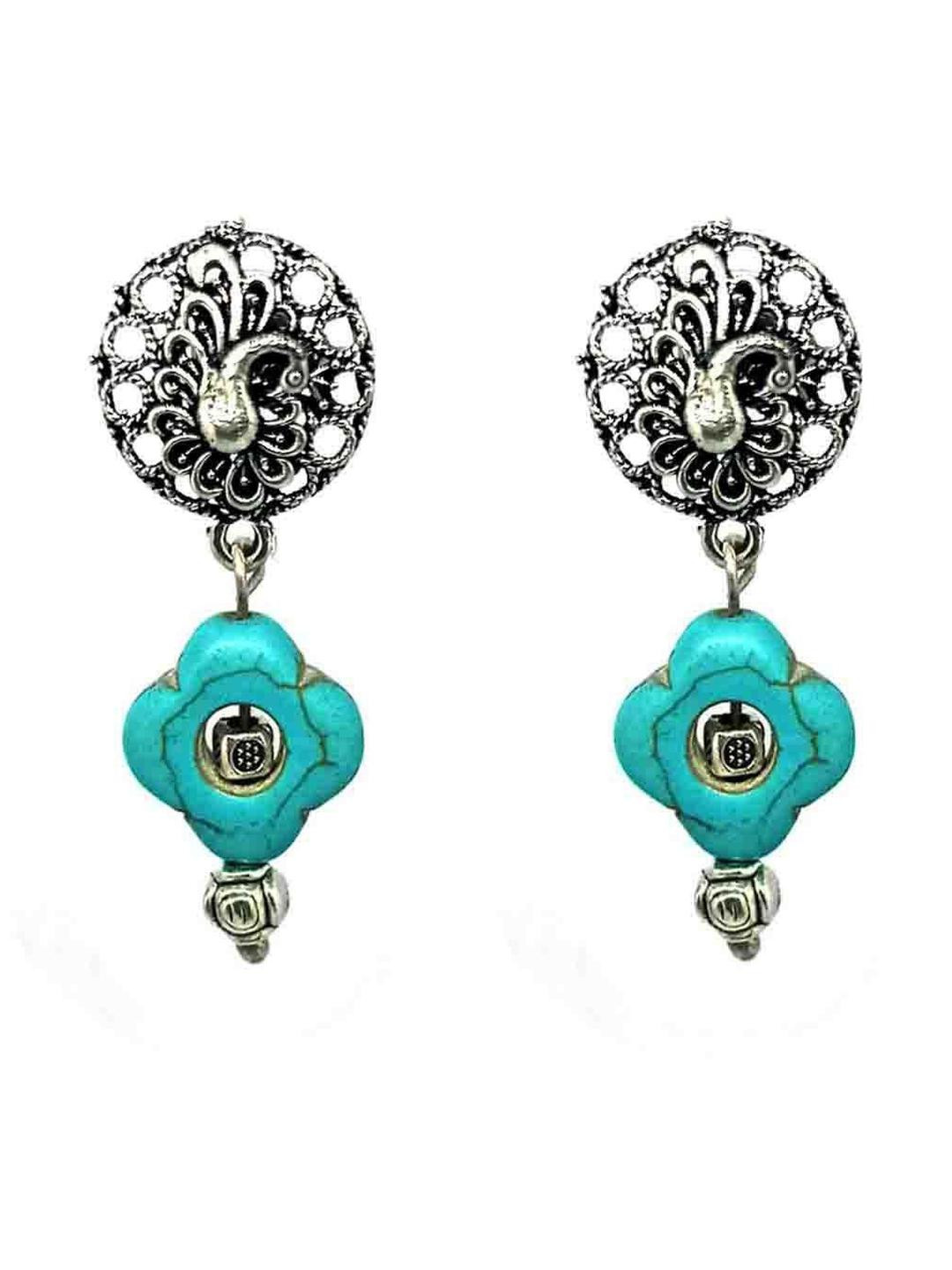 Gurjari Jewellers Peacoke Tops with Turquoise Flower Stone Beads