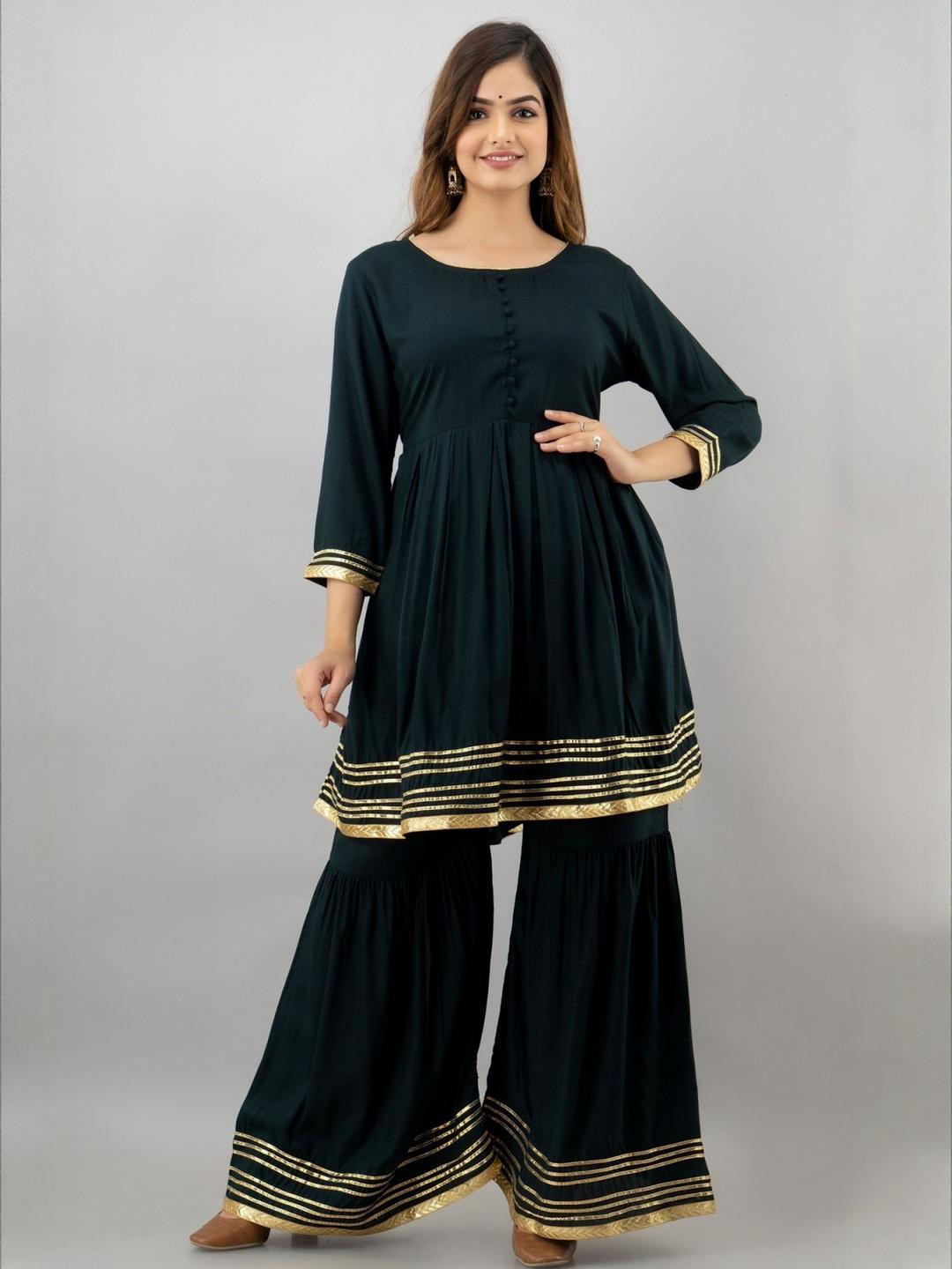 ASHISH PRINT Women Green Kurta Sets