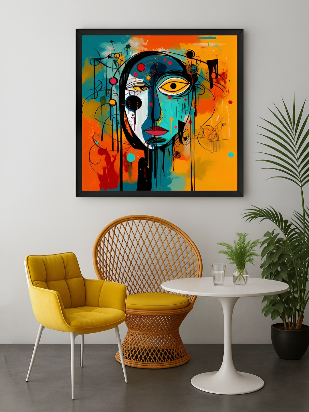 999Store Orange & Green Abstract Portrait Canvas Wall Art