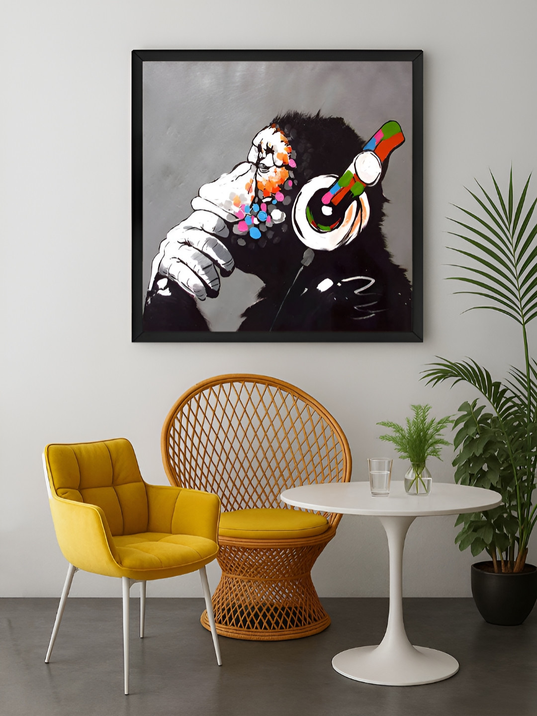 999Store Grey & Black 1 Piece Monkey Canvas Wall Art