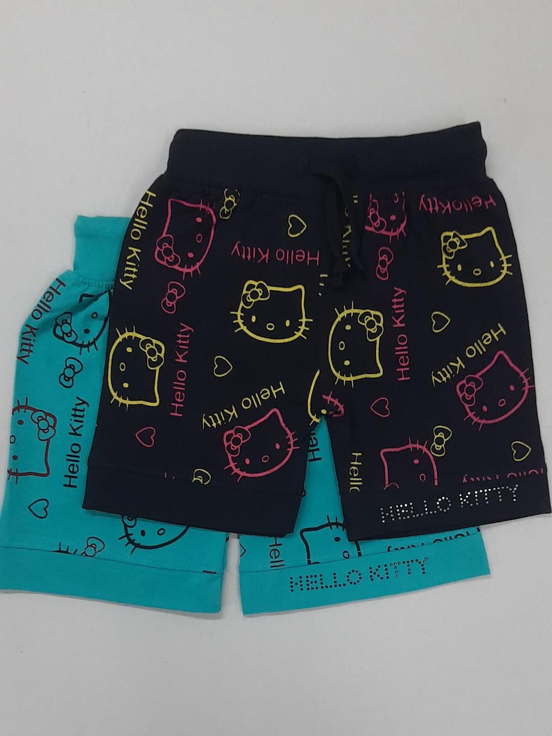 Little funky Girls Pack Of 2 Conversational Printed Shorts