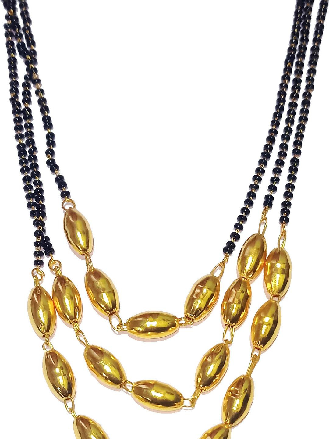 Shrungarika Designer Black & Golden New Gahu Mani Mangalsutra Long Tanmaniya Adult-Unisex 36 inch A