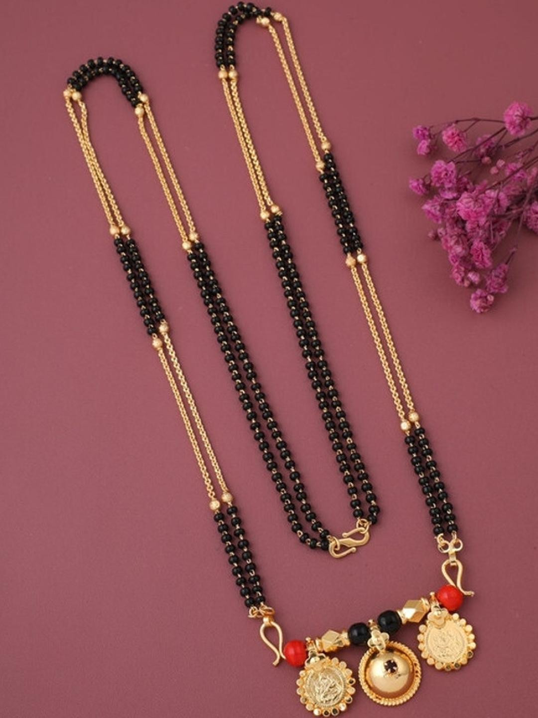 RTD 1 GRAM GOLD COVERING 30 INCH LONG MULTI STREND VATI MANGALSUTRA FOR Adult-Unisex. Brass Mangals