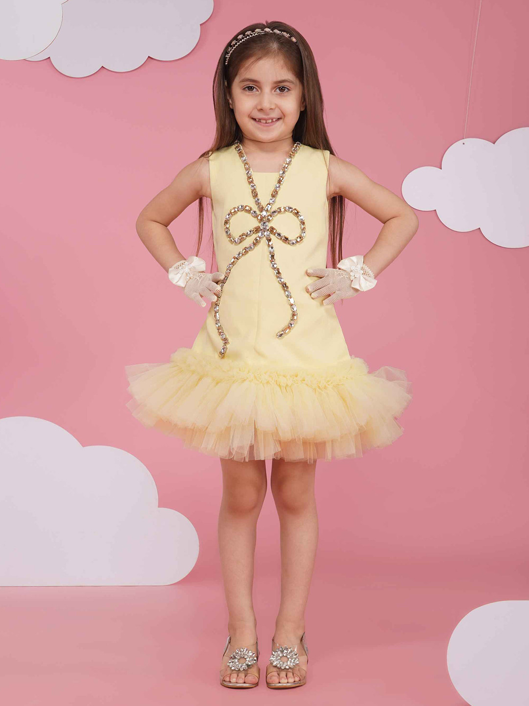 HOITY MOPPET Girls Square Neck Flounce Dress