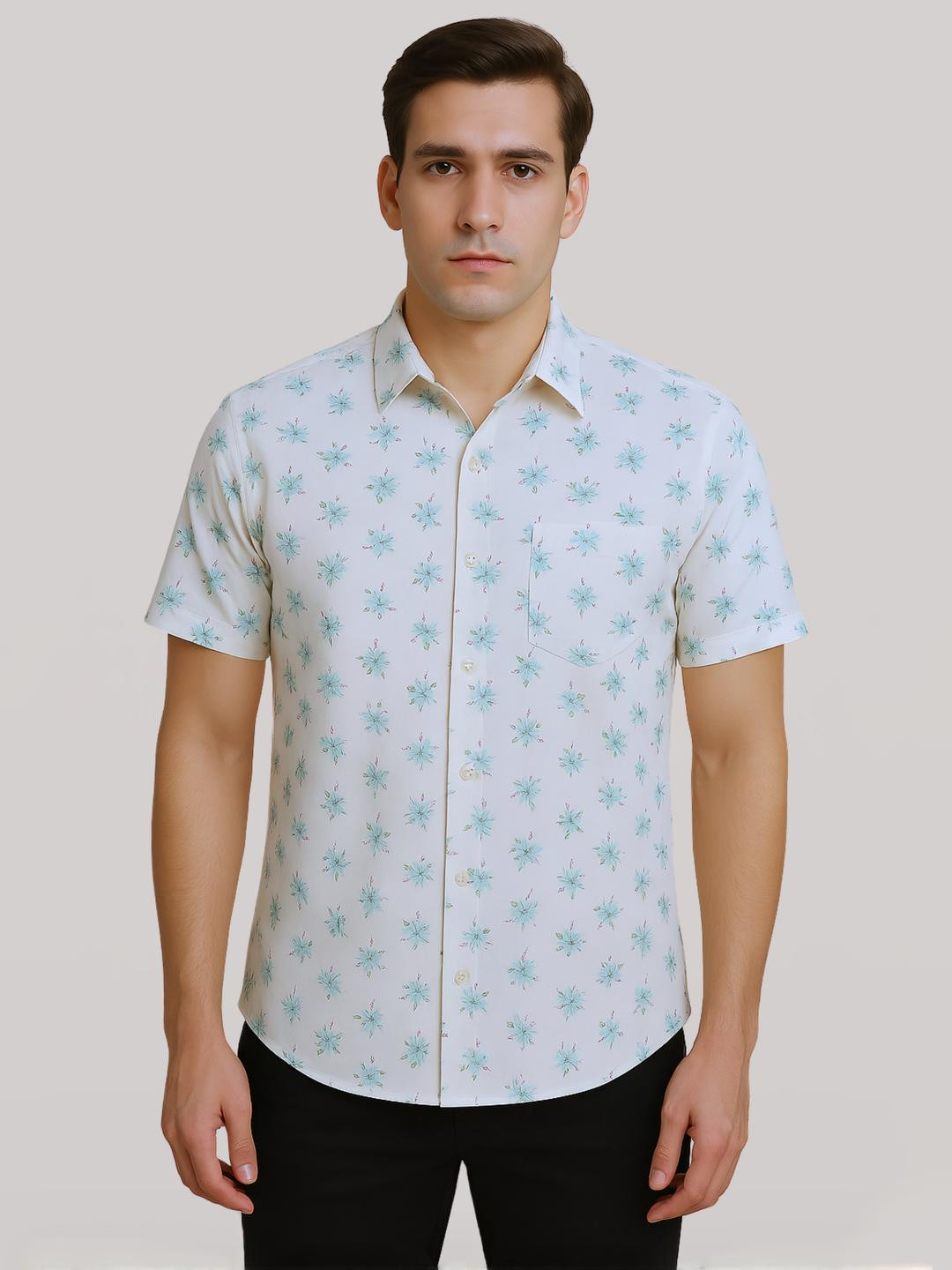 Men Regular Fit Printed Half Sleeve Shirt