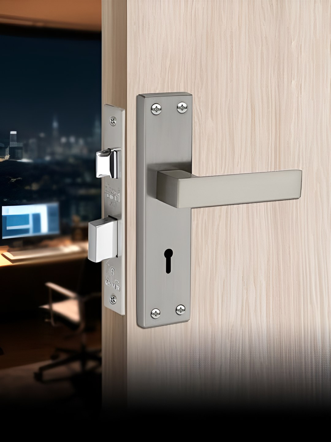 PLUS POINT Silver-Toned SL04 Stainless Steel KY Mortise Door Lock