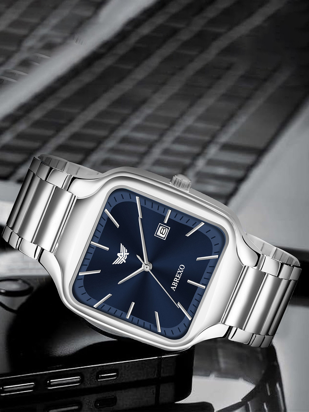 Abrexo Men Bracelet Style Straps Analogue Watches Abx8869-Blue Square Watch