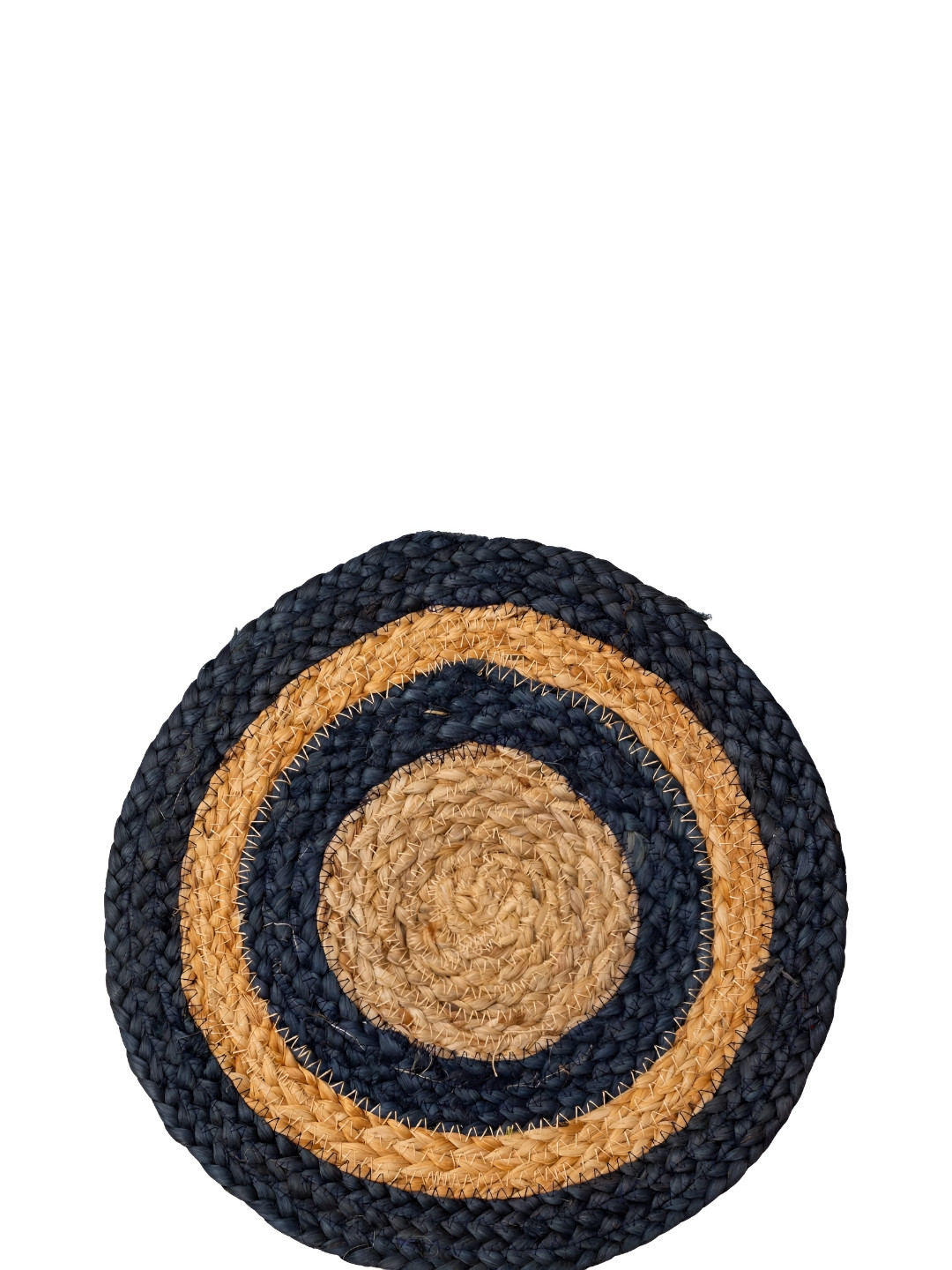JASMEY HOMES Blue Colourblocked Round Shaped Braided Jute Table Placemats