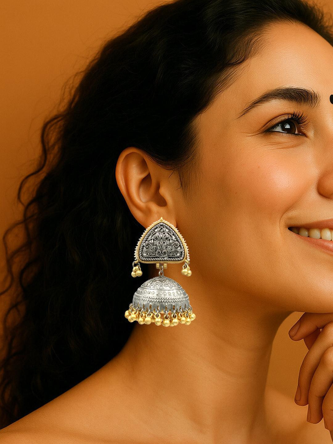 Gurjari Jewellers Oxidized Elephant Jhumka Earrings