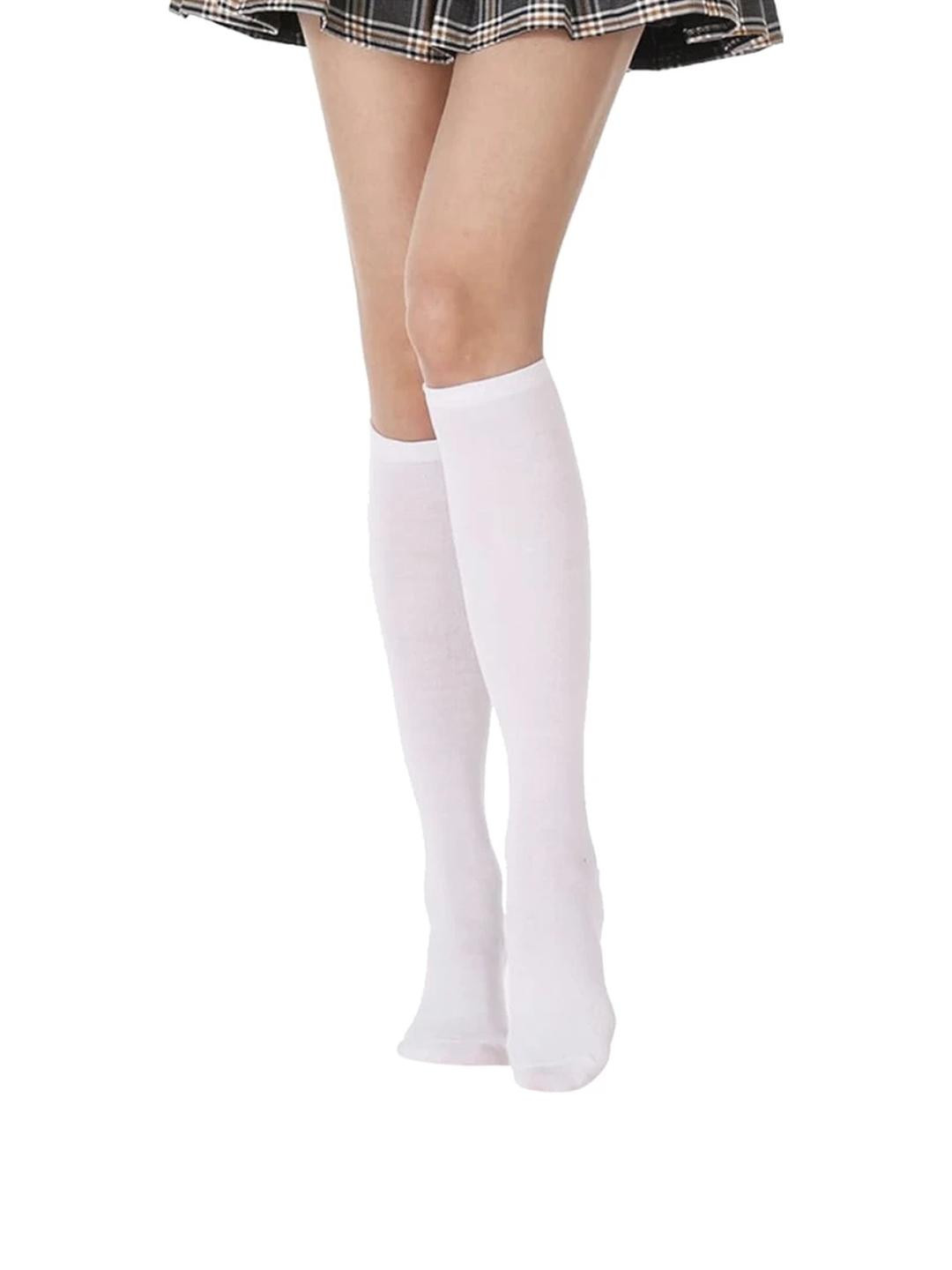 MUKHAKSH Girls Knee Length White Socks