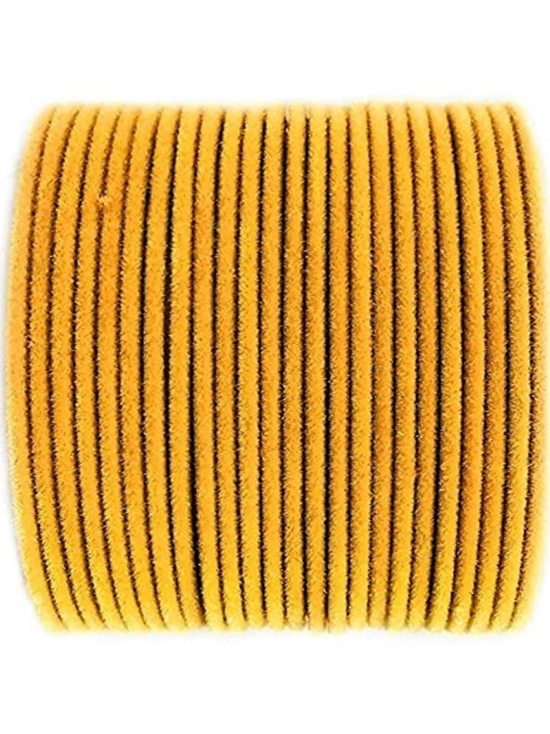 Guddan Set of 24 Yellow Metal Velvet Bangles