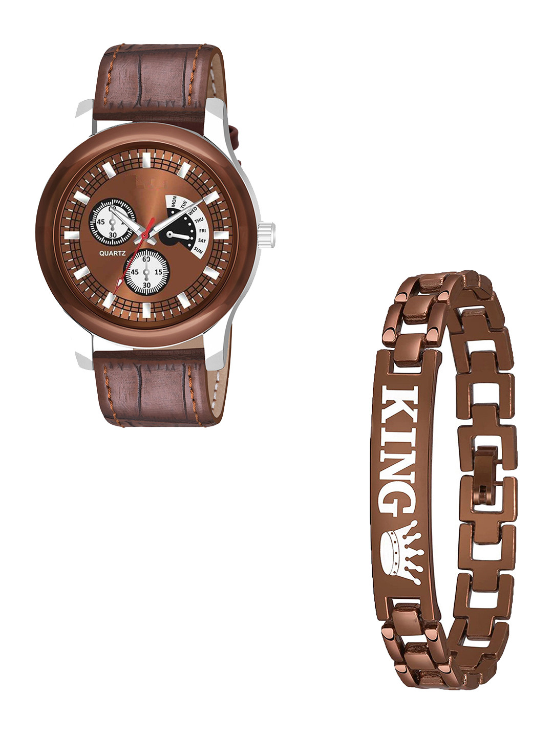 CSAMON Men Patterned Dial & Straps Analogue Watch B9050 BROAeviyo Slilm L K Bracelet