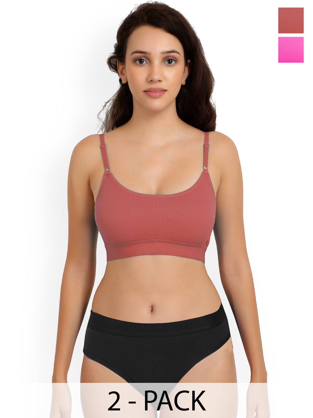 Samvar Pack Of 2 Cotton Non Padded Lingerie Sets B_Goma Set_P,O