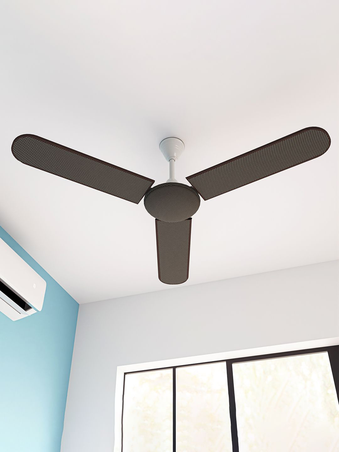 Kuber Industries Brown Printed Ceiling Fan Cover Full Attachable Closure Appliance Covers