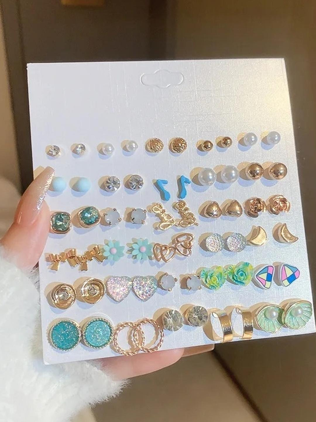 TheVineGirl New Combo Of 30 Quirky Multicolour Stud Earrings For Women