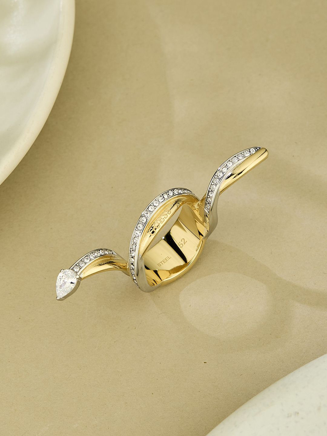 Women Twist Gold-Plated Stainless Steel Ring