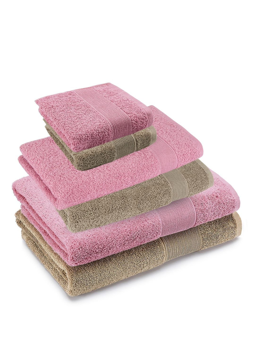 haus & kinder Pink & Taupe 6 Pieces Cotton 500 GSM Towel Set