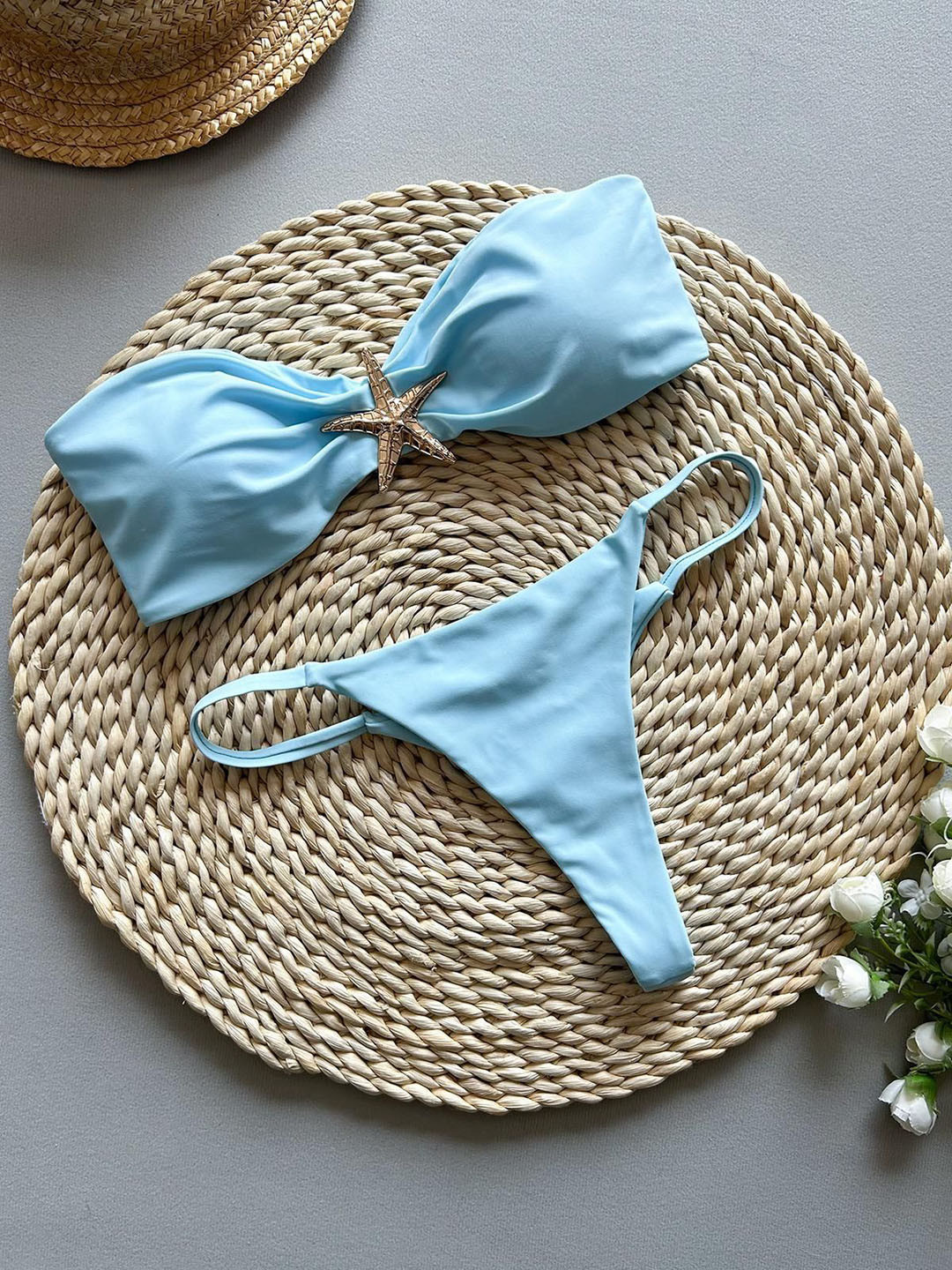 Miss Mosa By Akanksha  Sea Summer Bikini In Light Blue