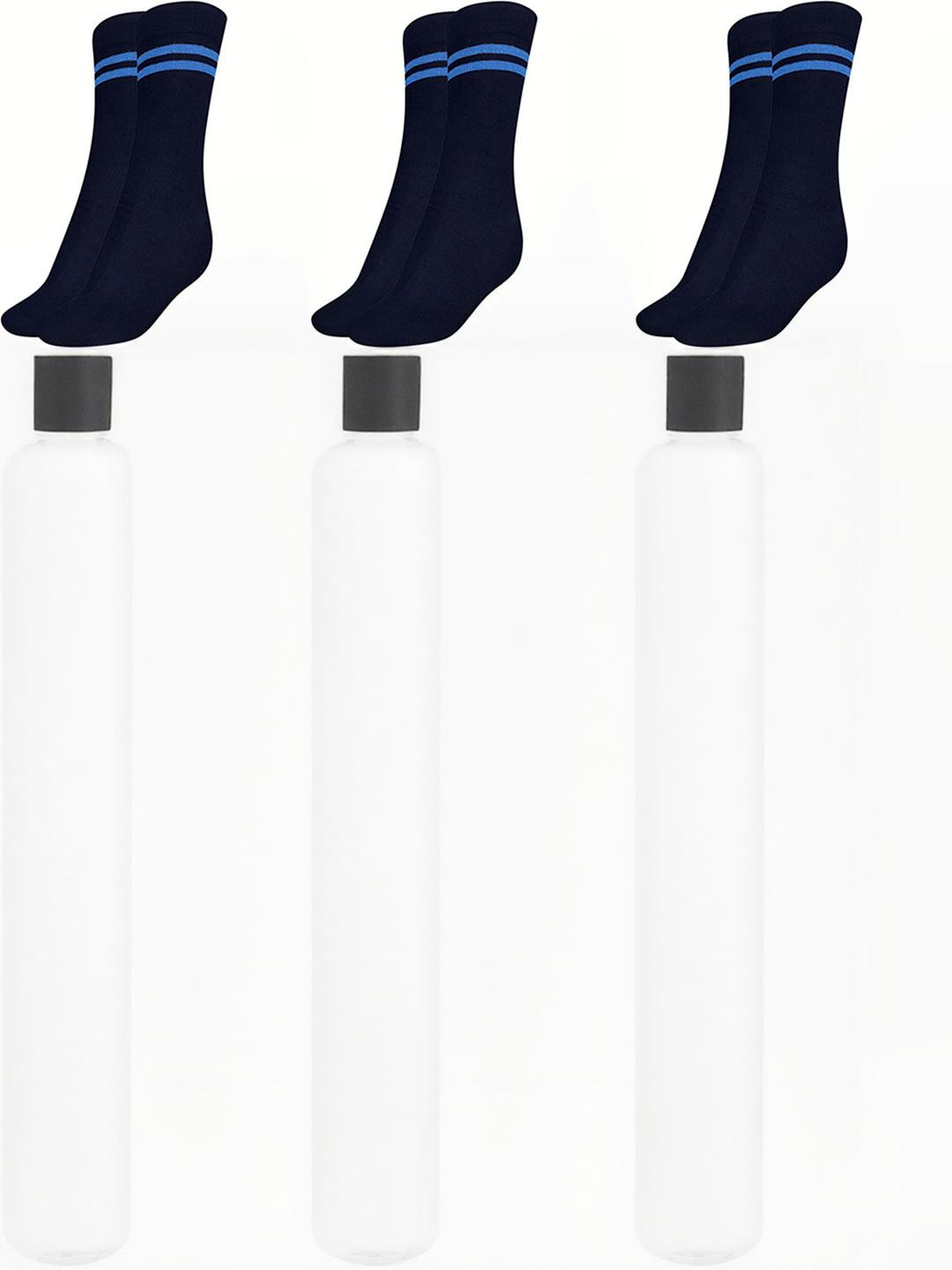 MUKHAKSH Kids 3 Pairs Blue Strip Socks