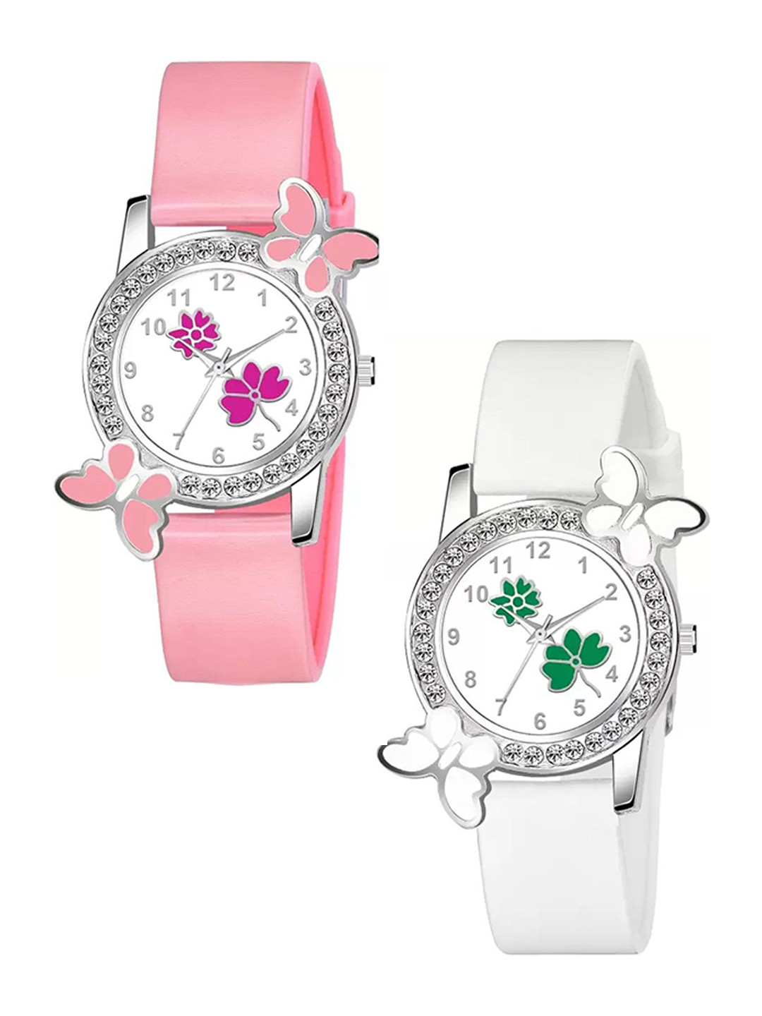 CSAMON Women Pack of 2 Wrap Around Straps Watch 328 PINK 315PUR WH 315GRE