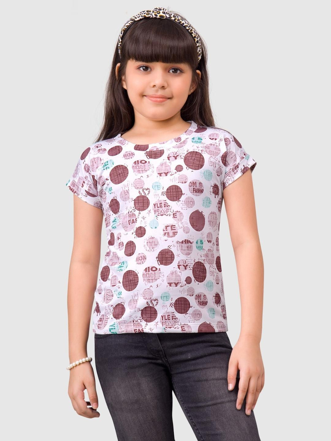 Little funky Girls Brown Tshirts