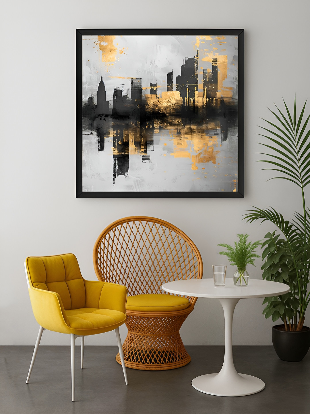 999Store Grey & Yellow Cityscape Canvas Wall Art