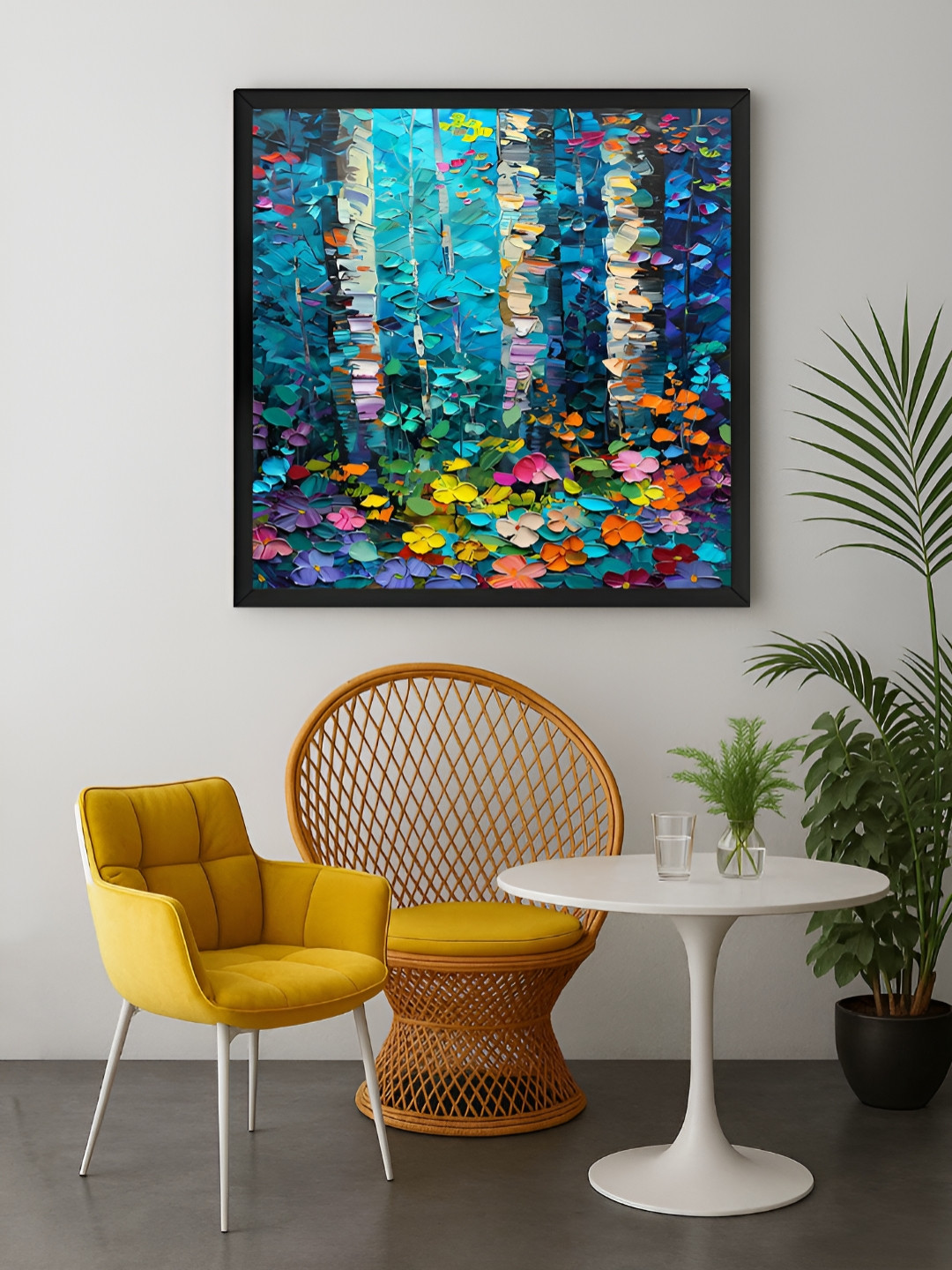 999Store Blue & Green Birch Forest Canvas Wall Art