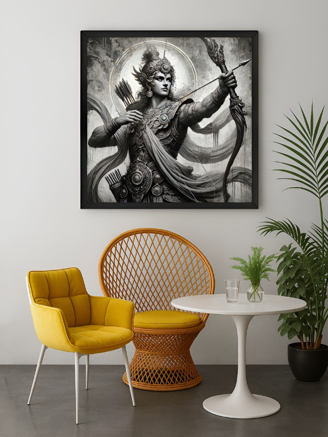 999Store Grey & Black Arjuna Battle Canvas Wall Art