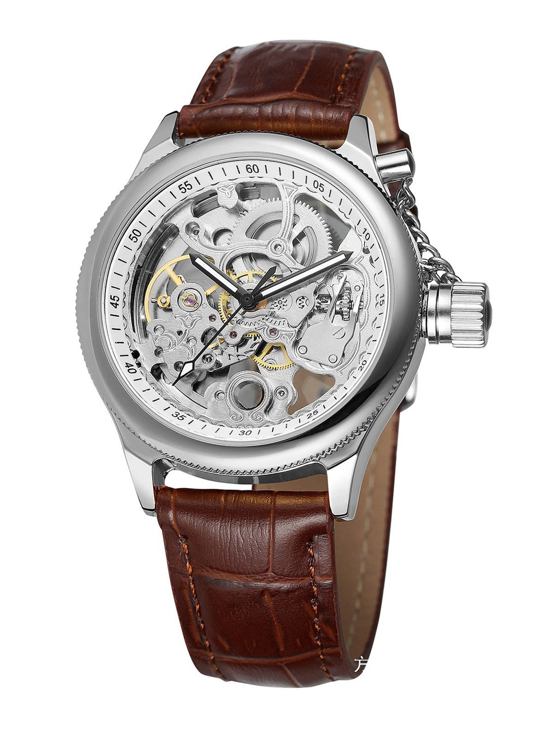 FORSINING Men Automatic Skeleton Watch with Leather Band