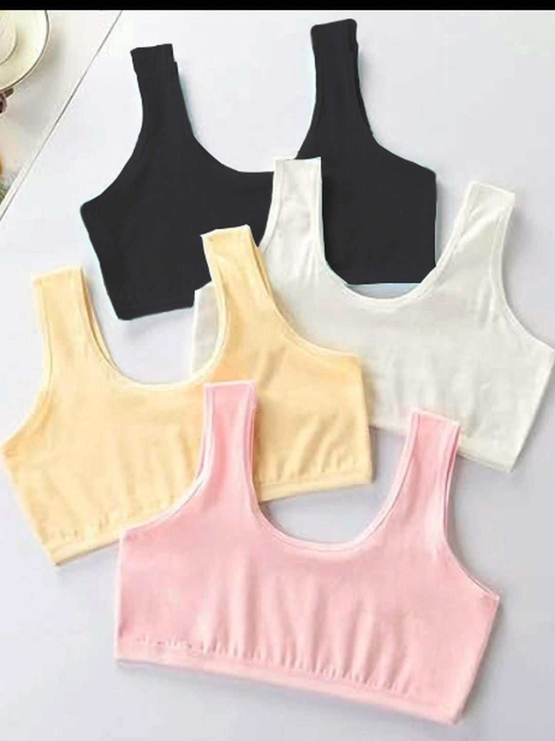 BRAAFEE Girls Pack of 4 Multicolour Solid Non Padded Full Coverage Bra
