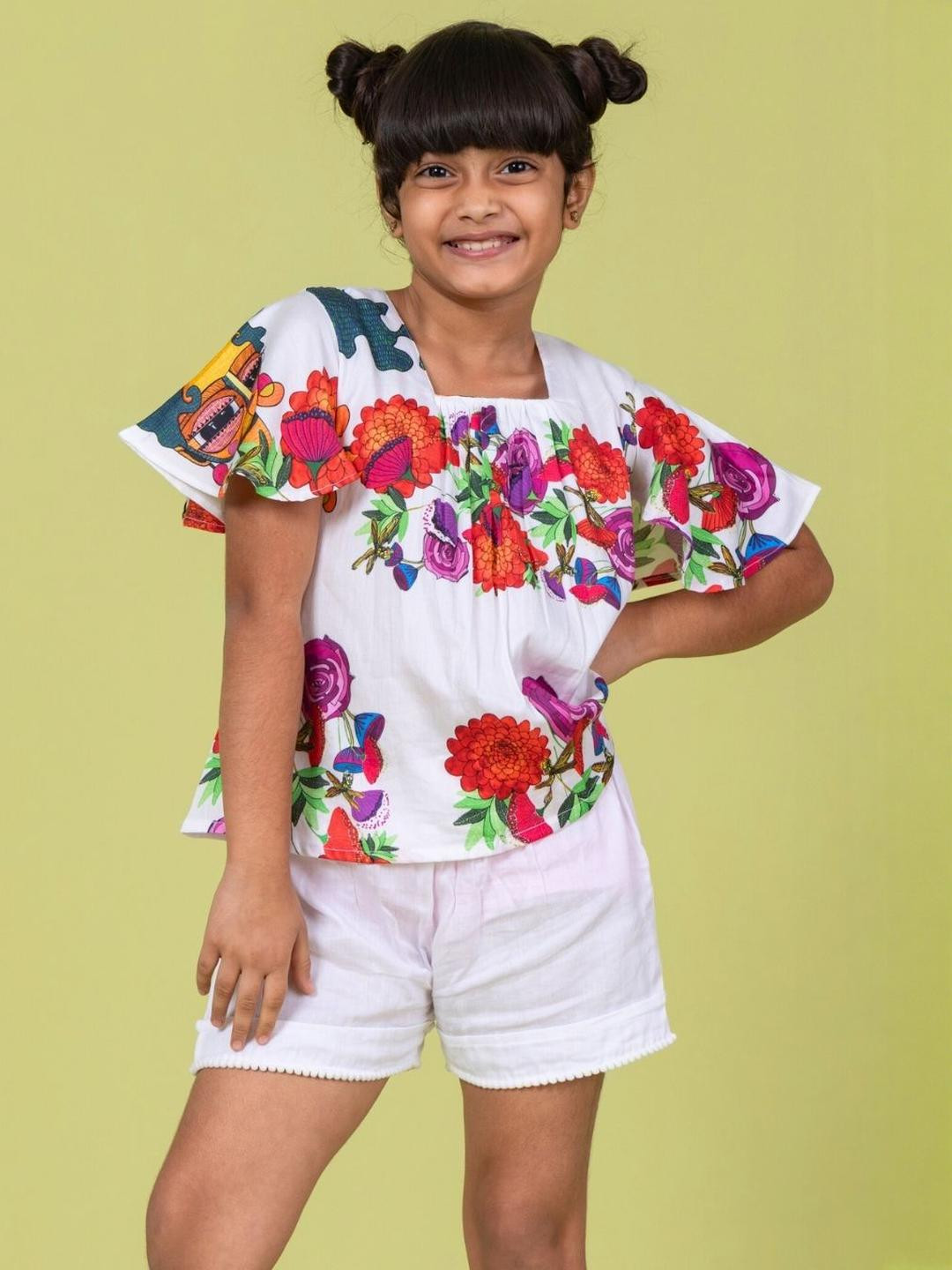 Tura Turi Girls Cotton Top & Shorts Coord Set