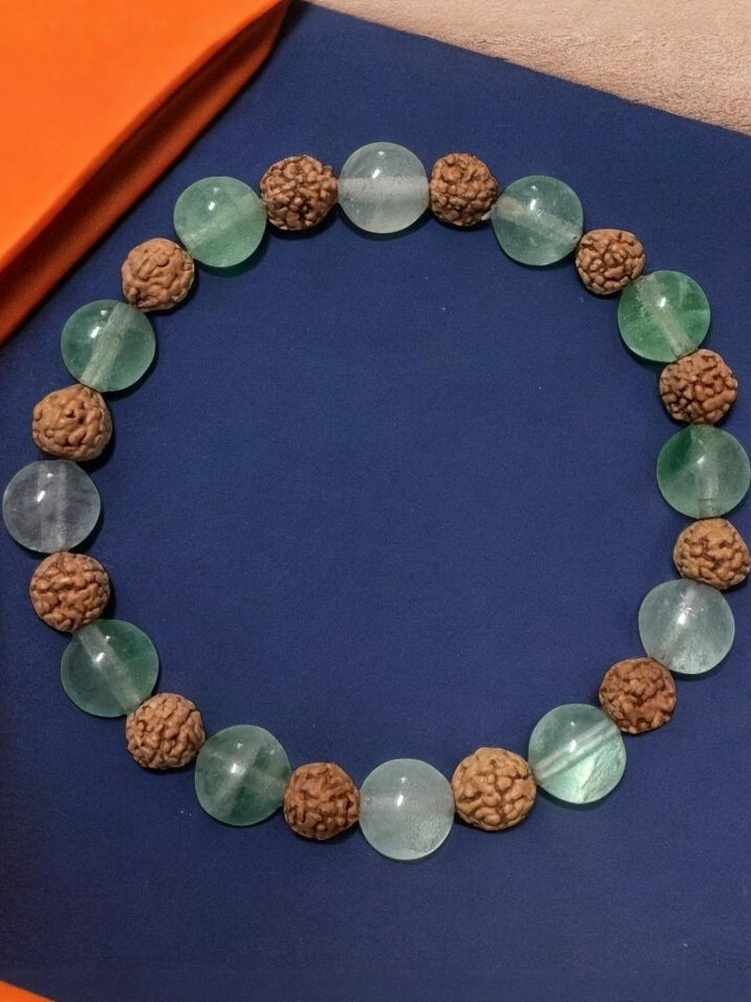 Gems Guru Unisex Rudraksha Fluorite Stone Bracelet