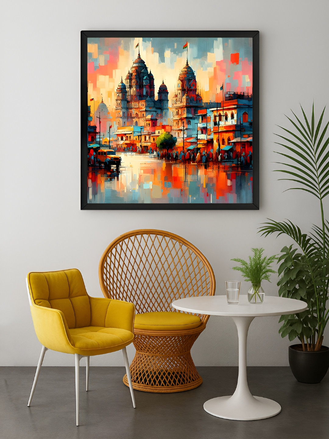 999Store Red & Blue Reflections Of The Divine A Majestic Temple Canvas Wall Art